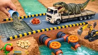 How To Make DIY Mini Concrete Bridge with a Smart Outlet Drainage System @MinMinTractor
