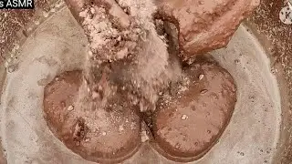 ASMR: super cruchy soft gritty dusty red sand shapes crumble dry+water+pouring/oddlysatisfying