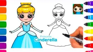 How to Draw cute Cindrella in her beautiful ball gown.| Disney princess drawing tutorial.