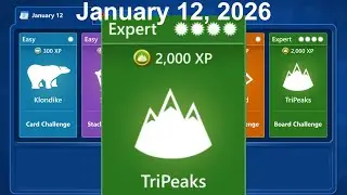 Microsoft Solitaire Collection - TriPeaks January 12, 2026 - Expert / Profi - Daily challenge