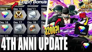 4th Anniversary Event Update | EX Zoro, Free Diamonds, Gold Frags & More! - One Piece Bounty Rush