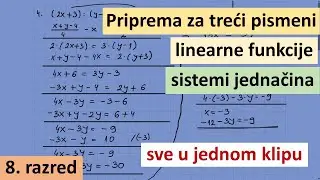 Priprema za treći pismeni, linearne funkcije i sistemi jednačina, osmi razred