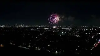 Fourth of July fireworks festivities from above San Antonio's Woodlawn Lake Park