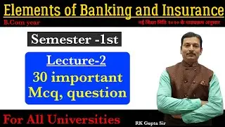 Element of banking and Insurance | MCQs | Lecture-2 | BR Commerce
