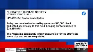 Muscatine Humane Society's Cat Protection Initiative Fund receives donation