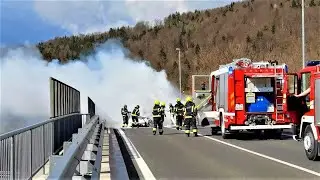 POŽAR OSEBNEGA VOZILA - prihod PGD Grosuplje GVC 16/25 in PGD Šmarje-Sap GVC 16/25, AC 16/50