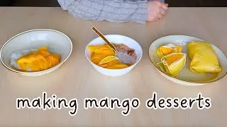 I tried to make mango desserts | mango sticky rice, coconut peach resin w/ mango, mango pancakes