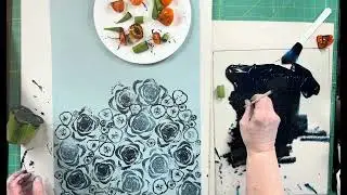 Printing veggies on fabric - celery, habaneros and okra