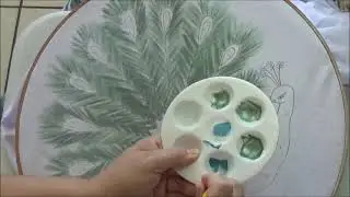 COMO PINTAR UN PAVO REAL PINTURA EN TELA PARTE 1