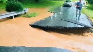 Flash flooding washes out road in Lancaster County