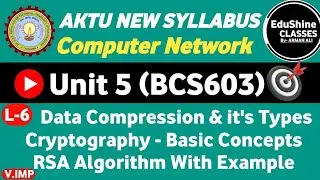 Computer Network BCS603 | Data Compression | Cryptography & Types of Cryptography| RSA Algorithm