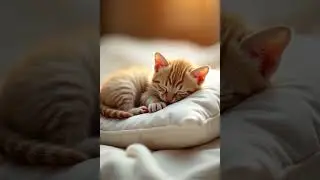 Sleepy kitten curled up on a pillow 🐱💤 | Relaxing cat short #shorts