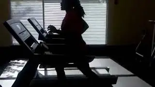 sexy girl running on a  Treadmill - EXERCISE- burns fat
