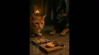 (taiwan video)Cats and dogs watch a mouse trying to sneak food.貓狗看老鼠想偷吃