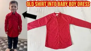 Convert Men's Shirt into Baby Boy Shirt|| Old Shirt Reuse Ideas|| 4 to 5 Years Boy Shirt Tutorial