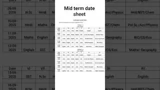 Mid term date sheet in 2 cycles of 90 minutes with marks 40 in each cycle | Mid term | Examination📚📝