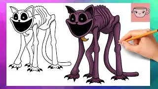 Как нарисовать монстра Кэтсна из мультфильма «Поппи: Игра» | Улыбающиеся зверьки | Простой урок р...