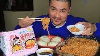 SAMYANG CREAMY CARBONARA CHICKEN FIRE NOODLES & ASADO SIOPAO MUKBANG