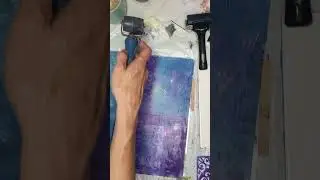 Gel Plate Printing Textures on Fabric | Mixed Media Inspiration.Collage of Prints in Blue & Purple