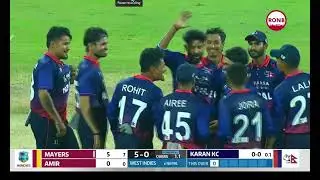 kushal bhurtel direct hit against kyle mayers WI vsNEP