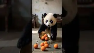 Panda cub plate pakad ke sab laddoo gira deta hai! | Cute & Funny Panda Short #panda