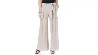 MarlaWynne Stretch Knit PullOn Palazzo Pant with Sash