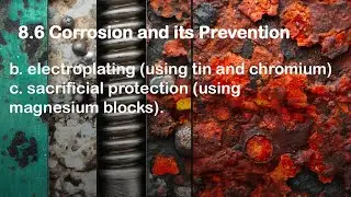 b.Electroplating (using tin and chromium), c. sacrificial protection (using magnesium blocks)