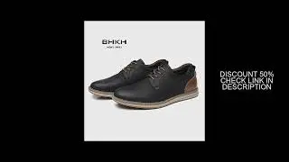 BHKH New Shoes For Men Spring/Summer Pu Leather Breathable Casual Shoes Lace up Office Style Busines