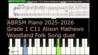 ABRSM Piano 2025 2026 Grade 1 C11 Alison Mathews Woodland Folk Song duet