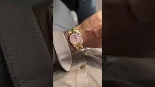The Rolex Oyster Perpetual with the stella coral pink dial is a perfect mix of fun and style.