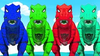 TYRANNOSAURUS REX vs CARNIVORES AND HERBIVORES DINOSAURS BATTLE - Jurassic World Evolution 2