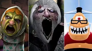 Granny New Angelene Spider Vs Witch Cry Vs Mr Stinky's Detention Scary Obby Jumpscares Comparison