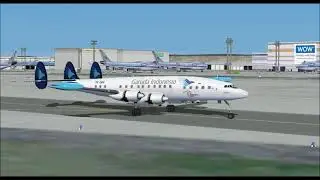 LOCKHEED L 1049G SUPER CONSTELLATION GARUDA INDONESIA TAKE OFF FROM FRANKFURT INTL AIRPORT FS9 HD