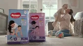 Huggies Nappy Pants with SlimFLEX Absorbent core, locks in moisture for superior dryness!