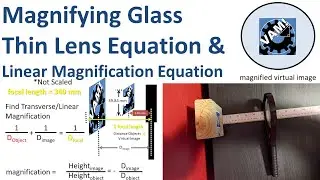 Magnifying Glass - Find Image Distance, Image Height and Magnification (Thin Lens & Mag. Eq. Optics)