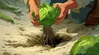 இயற்கை அறுவடை Sunny day morning harvesting cabbage anime #animation #asmr #asmrsound #anime