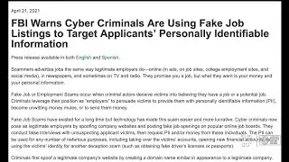 FBI, Better Business Bureau warn job seekers about surge in complex scams