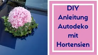 Auto Dekoration für Hochzeit selber machen -  Hortensienkugel mit Saugnapf kreieren - Auto schmuck