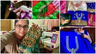 Computer embroidery work details and designs/మా అమ్మ కుట్టిన Latest machine work blouse designs