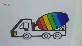 Concrete Mixer Truck Drawing, Painting, Coloring for Kids and Toddlers