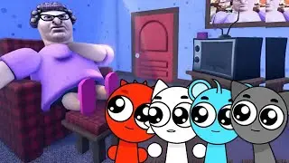 Sprunki Baby Wenda & Gray & Raddy & Sky Played Grandma's House Obby in ROBLOX 