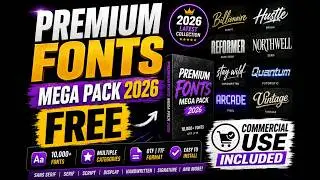 Premium Fonts Mega Pack 2026 | FREE | Commercial Use Included | Free Font Pack | 10,000+ Collection