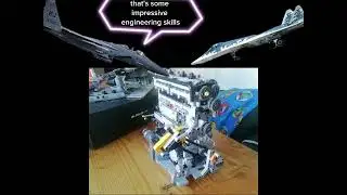 Lego technic engine reacted by SU57 and F15