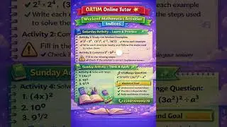 Weekend Mathematics Activities: Worked Examples on Indices | Step-by-Step Practice
