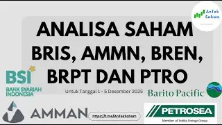 Analisa Saham BRIS, AMMN, BREN, BRPT DAN PTRO Untuk Tanggal 1 - 5 Desember 2025 @AnTekSaham