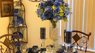 Decorate With Me| Navy Blue And Silver Elegant And Glam Fall Tablescape