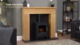 Adam Innsbruck Stove Fireplace in Oak with Bergen Electric Stove in Charcoal Grey 2 Trim