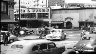 Street scenes near Hollywood and Vine in Los Angeles, 1950...HD Stock Footage