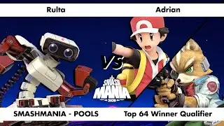 SMASHMANIA - POOLS - Rulta (ROB) Vs. Adrian (Pokemon Trainer, Fox) - Top 64 Winner Qualifier
