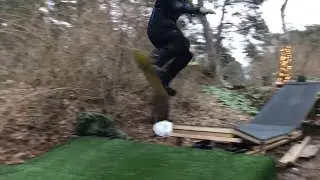 Backyard turf snowboarding